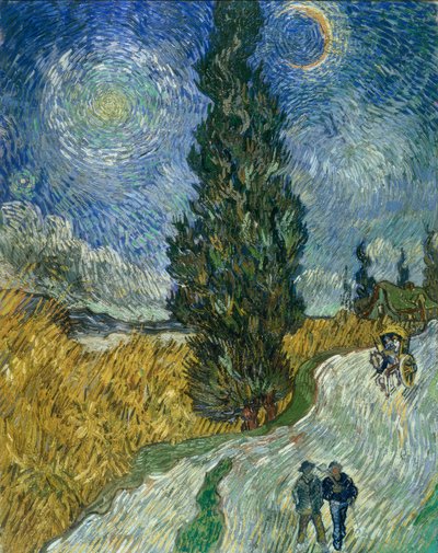 Sentiero di cipressi sotto il cielo stellato da Vincent van Gogh