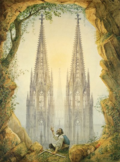 Visione delle guglie completate della cattedrale di Colonia, 1861 da Vincenz Statz