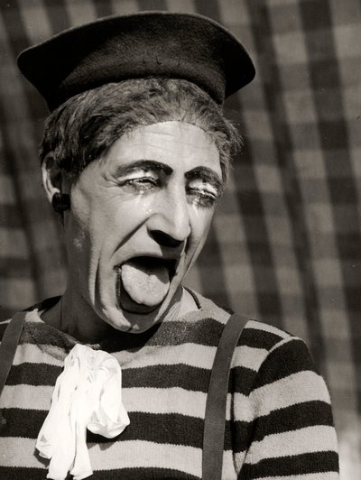 Ritratto di clown, Italia, 1950 circa (stampa alla gelatina d