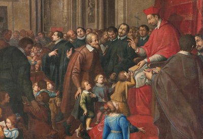 Milano, Chiesa di San Francesco da Paola, Fratelli Campi, San Carlo istituisce la scuola di dottrina cristiana da Vincenzo and Campi Antonio Campi