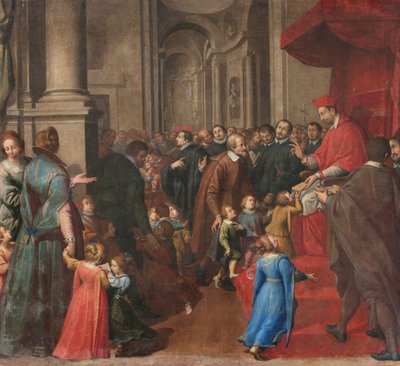 Milano, Chiesa di San Francesco da Paola, Fratelli Campi, San Carlo istituisce la scuola di dottrina cristiana da Vincenzo and Campi Antonio Campi