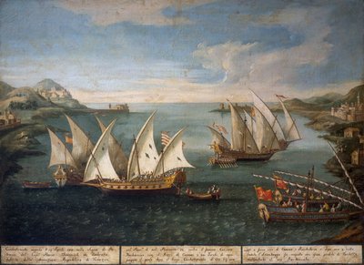 Battaglia navale tra le navi veneziane di Marco Ivanovich Dobrota e le navi turche al largo di Patrasso il 17 aprile da Vincenzo Chilone