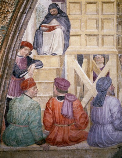 Il miracolo della nuvola, dettaglio dalle Storie di San Pietro Martire da Vincenzo Foppa