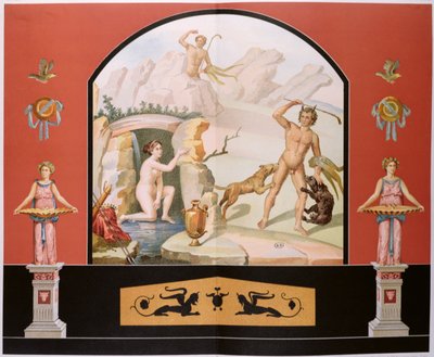 Atteone scopre la dea Diana al suo bagno, ricostruzione di un affresco nella Casa di Sallustio a Pompei da Vincenzo Loria