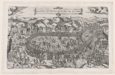 Speculum Romanae Magnificentiae: Giochi di Carnevale tenuti sul Monte Testaccio a Roma, 1558 da Vincenzo Luchino