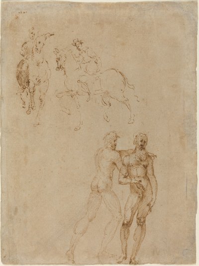 Due cavalieri e due nudi maschili da Vincenzo Tamagni