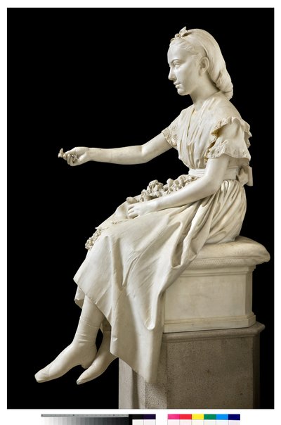 Ritratto della Marchesa Virginia Busti Porro da giovane o giovane donna che offre un fiore da Vincenzo Vela