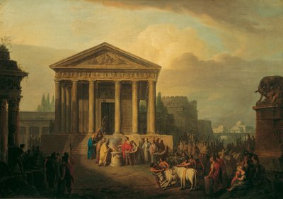 Sacrificio davanti a un tempio romano da Vinzenz Fischer
