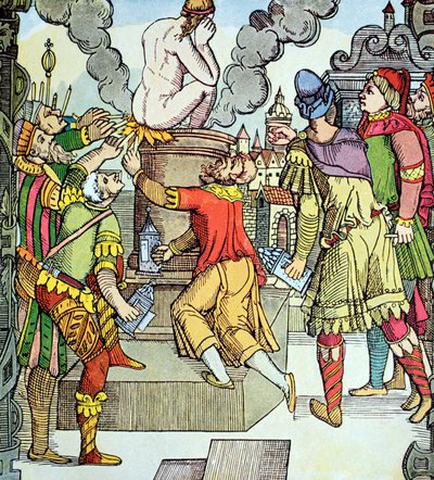 La vendetta di Virgilio, xilografia del XVI secolo di Virgil Solis da Virgilius the elder Solis