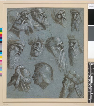 Attribuito a Carpaccio - Dodici teste, per lo più uomini con barba, alcuni con turbante, 1892.0411.2 da Vittore Carpaccio