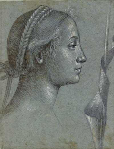 Testa di Donna con un Pennone avvolto attorno a un Palo, fine 15° secolo da Vittore Carpaccio