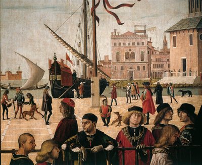 Scene dalla vita di Santa Orsola (dalla Leggenda Aurea di Jacopo da Varazze) Arrivo degli Ambasciatori Inglesi (dettaglio) da Vittore Carpaccio