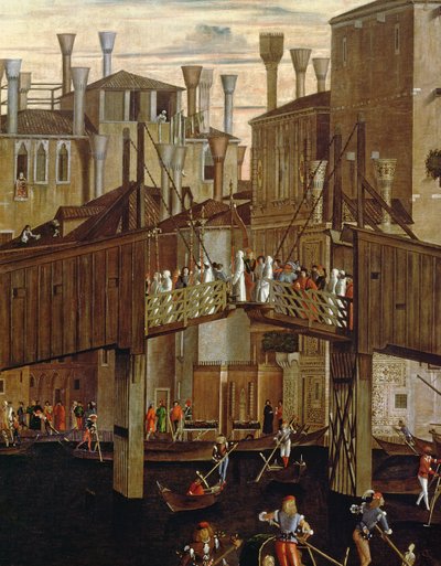 Il Miracolo della Reliquia della Santa Croce (dettaglio del vecchio Ponte di Rialto) da Vittore Carpaccio