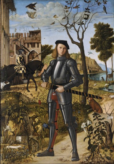 Giovane cavaliere in un paesaggio (noto anche come Ritratto di un cavaliere) da Vittore Carpaccio