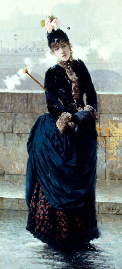 Signora sul ponte a Parigi di Vittorio Matteo Corcos da Vittorio Matteo Corcos