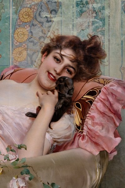 Signora con un cagnolino (dettaglio) da Vittorio Matteo Corcos