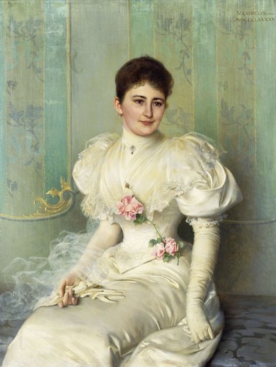 Ritratto di una Signora, seduta a tre quarti, con un Abito Bianco da Vittorio Matteo Corcos