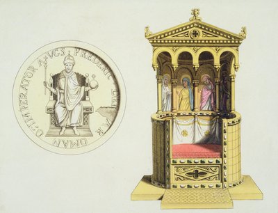 Moneta e trono di Federico Barbarossa (c.1123-90) da 