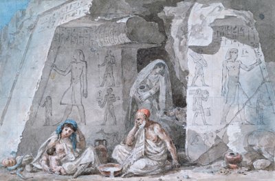 Famiglia egiziana fuori da una tomba antica, XIX secolo da Vivant Denon
