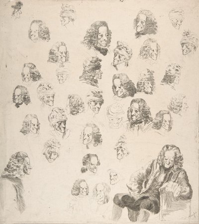 Schizzi di Voltaire a ottantuno anni da Vivant Denon