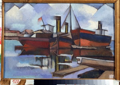 Battelli a vapore. Dipinto di Vladimir Davidovich Baranov Rossine, olio su tela da Vladimir Davidovich Baranov Rossine