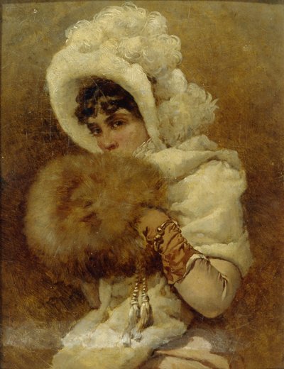 Ragazza con un manicotto, 1884 da Vladimir Egorovic Makovsky