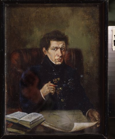 Ritratto del matematico Nikolai Lobachevski (1792-1856). Dipinto di Vladimir Yakovlevich Perelman (1892-1967), circa 1940. Arte russa del XX secolo, arte sovietica. Museo d