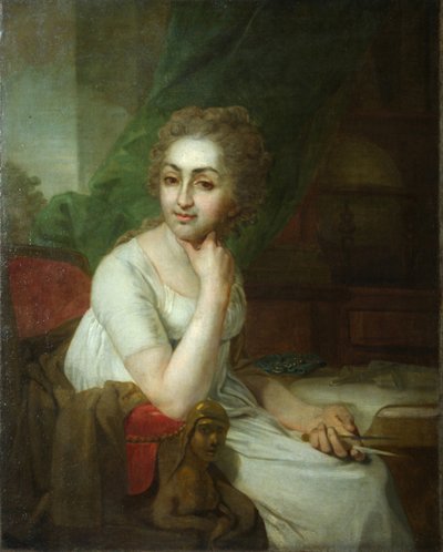 Ritratto di una donna sconosciuta con bussola in mano Praskovia Golitsyna da Vladimir Lukich Borovikovsky