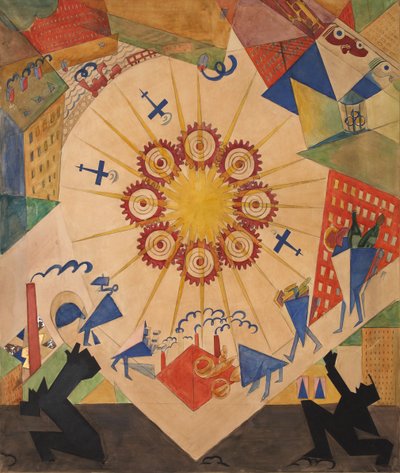 Terra promessa. Scenografia per il dramma teatrale Mistero-Buffo di Vladimir Mayakovsky, 1919 da Vladimir Vladimirovich Mayakovsky
