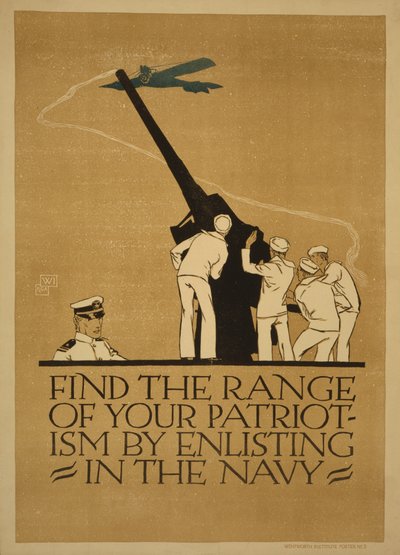 "Trova il raggio del tuo patriottismo arruolandoti nella Marina", 1918 da Vojtěch Preissig