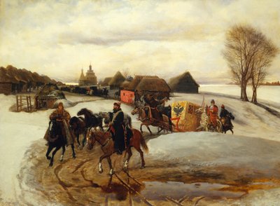 Il pellegrinaggio primaverile della zarina al tempo dello zar Alessio I Michajlovič, 1868 da Vyacheslav Grigoryevich Schwarz