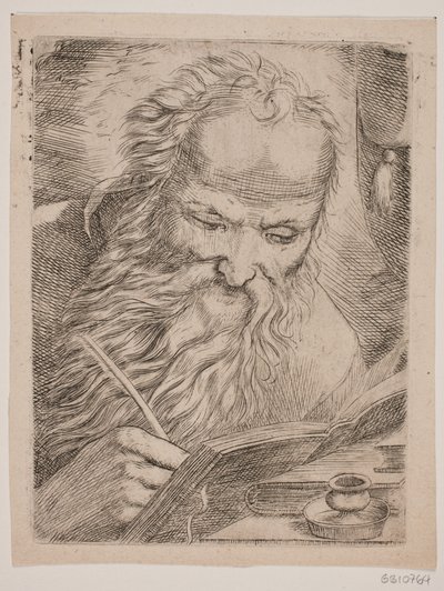 Un vecchio che scrive in un libro da W.A. Müller