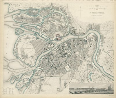Mappa di Pietroburgo, 1834 da W.B. Clarke