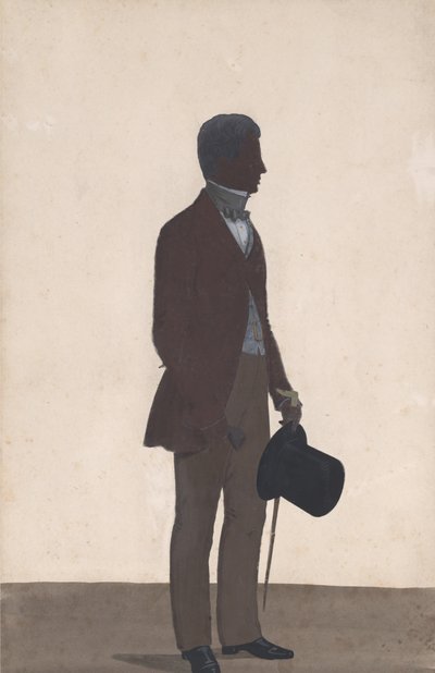 Un giovane uomo, in piedi, silhouette a figura intera, profilo a destra, 1850 da WH Beaumont