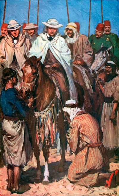 Accoglienza del Principe di Galles da parte di un capo beduino da W.R.S. Stott