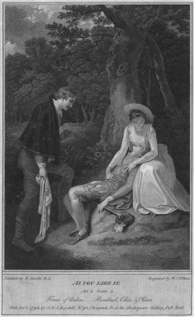 Come vi piace. Atto 4. Scena 3. Foresta di Arden, - Rosalind, Celia & Oliver, 1798 da W. C. Wilson