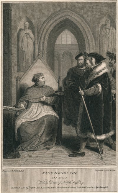 Re Enrico VIII. Atto 3. Scena 2. Wolsey, Duca di Norfolk, Suffolk & c, 1796 da W. C. Wilson