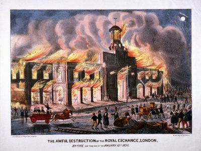 Secondo incendio della Royal Exchange, Londra da W Clerk