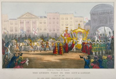 Veduta di Temple Bar durante la visita della Regina Vittoria alla Città di Londra nel 1837 da W Clerk