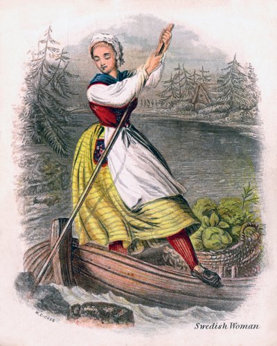 Donna svedese che rema, 1809 da W. Dickes