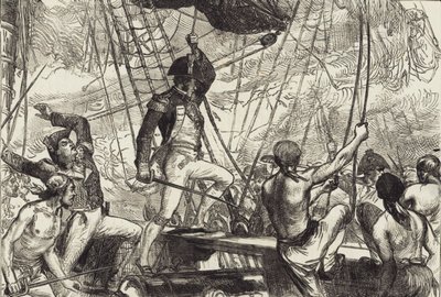 Combattimento navale (litografia) da John Ward Dunsmore