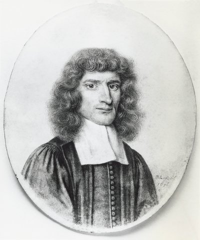 Ritratto di Isaac Barrow (1630-1677), teologo e matematico cristiano inglese, incisione da John Ward Dunsmore