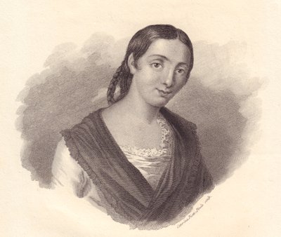 Ritratto della scrittrice italiana Giustina Renier Michiel (1755-1832), incisione in rame da John Ward Dunsmore