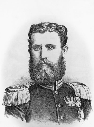 Ritratto del Principe Leopoldo di Hohenzollern-Sigmaringen (1835-1905), candidato prussiano al trono di Spagna, incisione da John Ward Dunsmore
