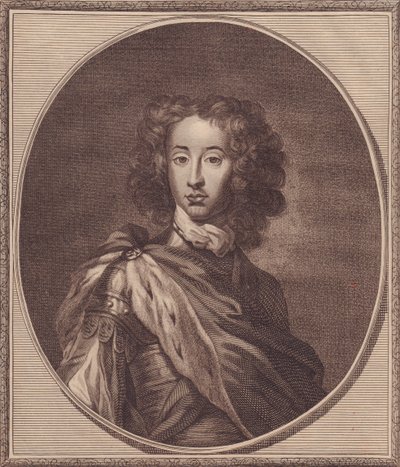 Ritratto di William di Danimarca e Norvegia, Duca di Gloucester (1689-1700), incisione in rame di John Goldar (1729-1795) da un dipinto di G Kneller, 20x17 cm, da History of England di Paul de Rapin, Harrison