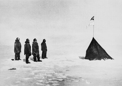 Roald Amundsen, Helmer Hanssen, Sverre Hassel e Oscar Wisting davanti alla tenda eretta al Polo Sud, 16 dicembre da John Ward Dunsmore