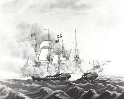 USS Constitution e HMS Guerriere da John Ward Dunsmore