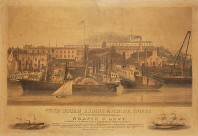 Motore a vapore Penn e lavori di caldaia cantiere navale Neafie & Levy da W. H. Rease