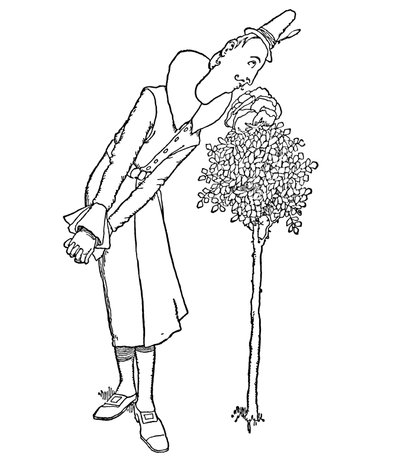 Tutte le preoccupazioni e i dolori furono dimenticati da chi ne inalava il profumo, c1930 da William Heath Robinson