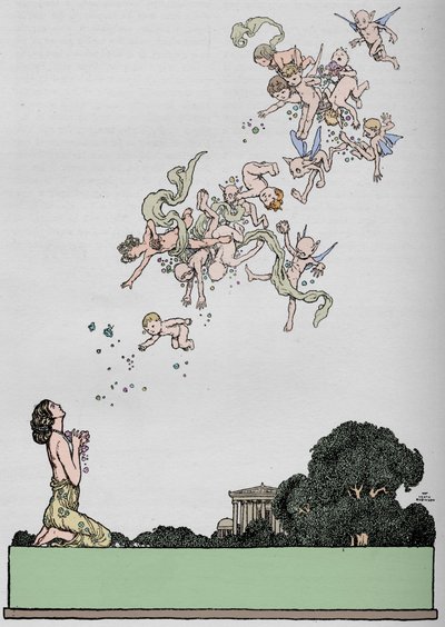 Mezza pagina di Sogno di una notte di mezza estate da William Heath Robinson